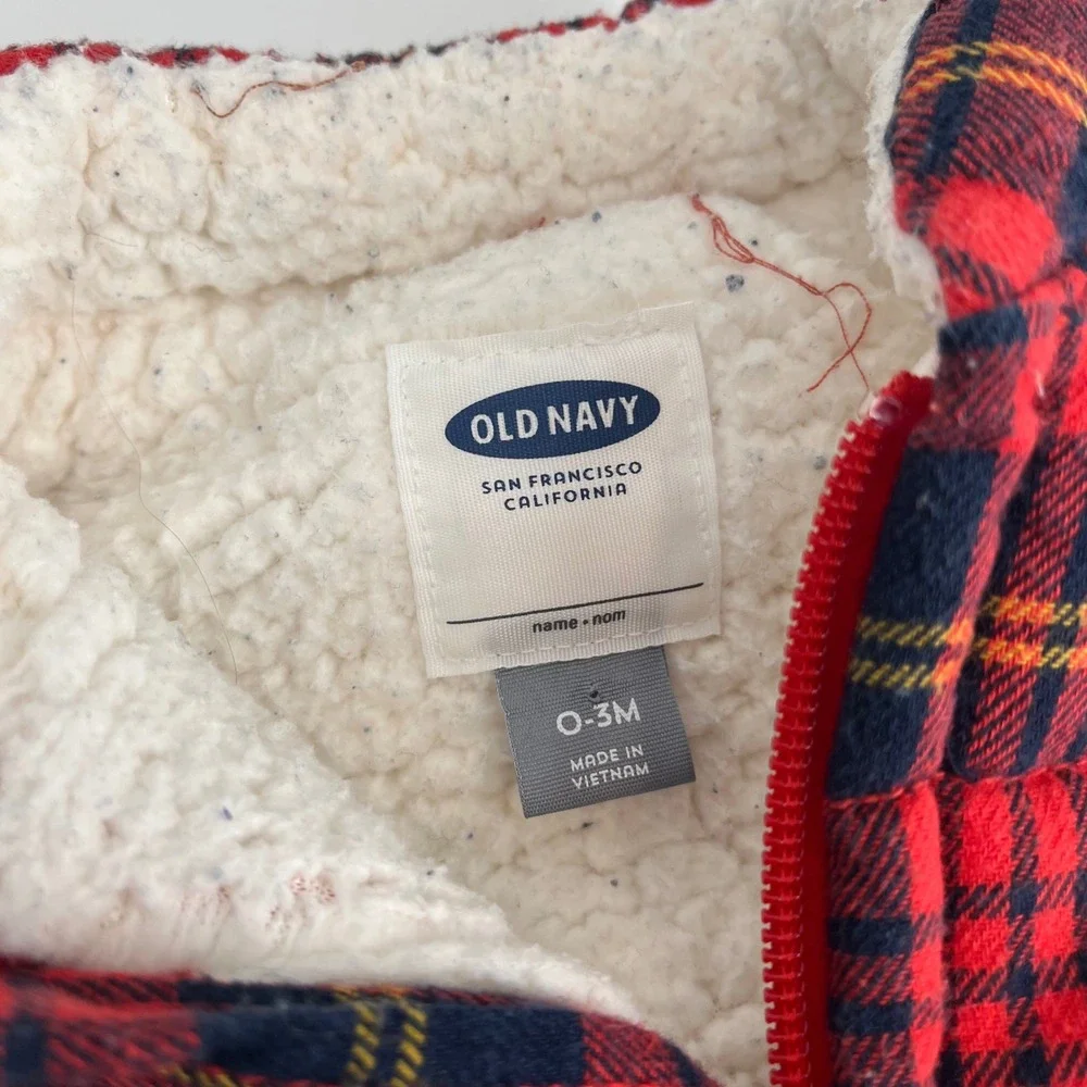 Old Navy Plaid Fleece Lined Puffer Vest Baby Toddler Red‎ Blue Yellow 0-3M